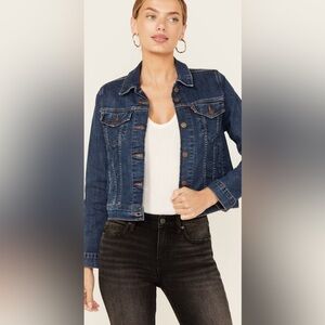 Levi’s Original Trucker Red Tab Blue Jean Jacket Dark Wash Western Look Denim S